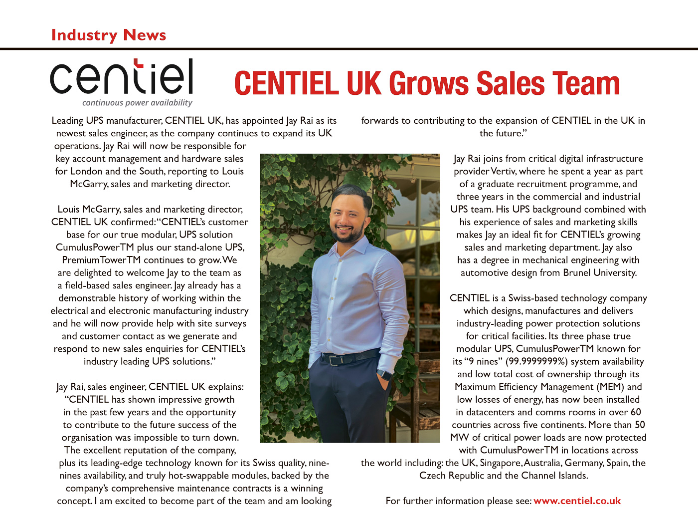 CENTIEL UK Grows Sales Team